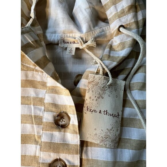NWT Hem & Thread Striped Hooded Jacket Lightweight LG Coastal - Picture 8 of 8
